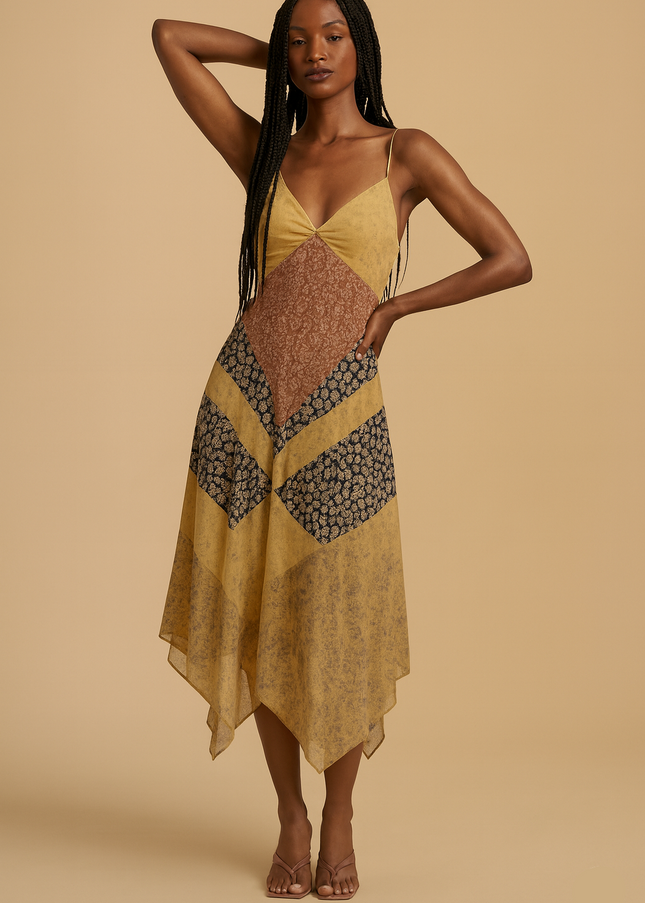 Asymmetrical Slip Dress – Earthy Chevron Print – The Anastacia Dress | Jonni House